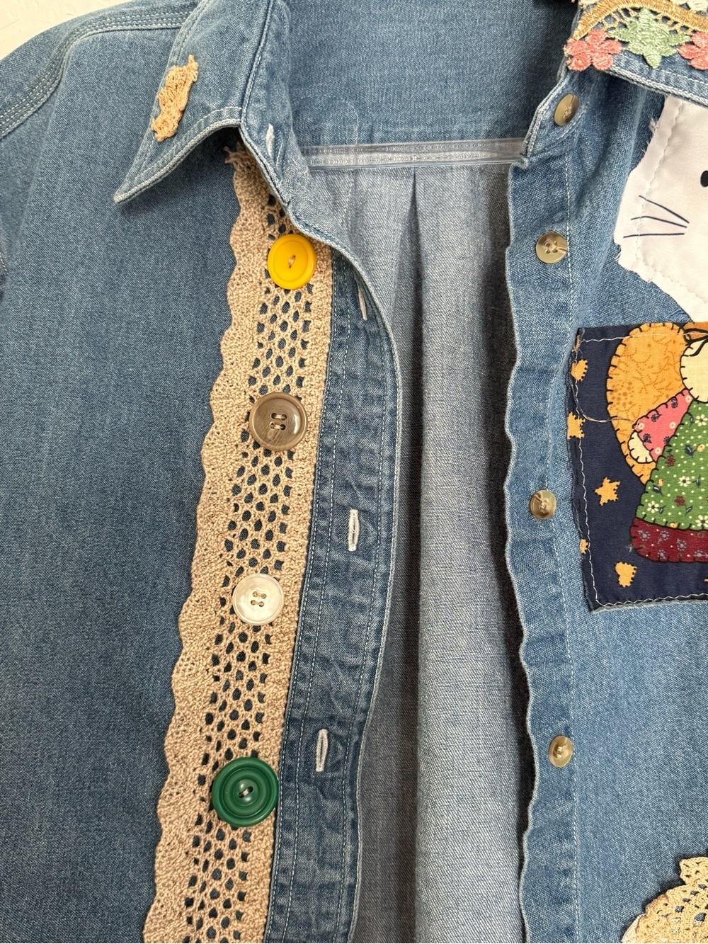 Upcycled Denim Patchwork Shirt Shacket Medium to XL - Picture 4 of 9